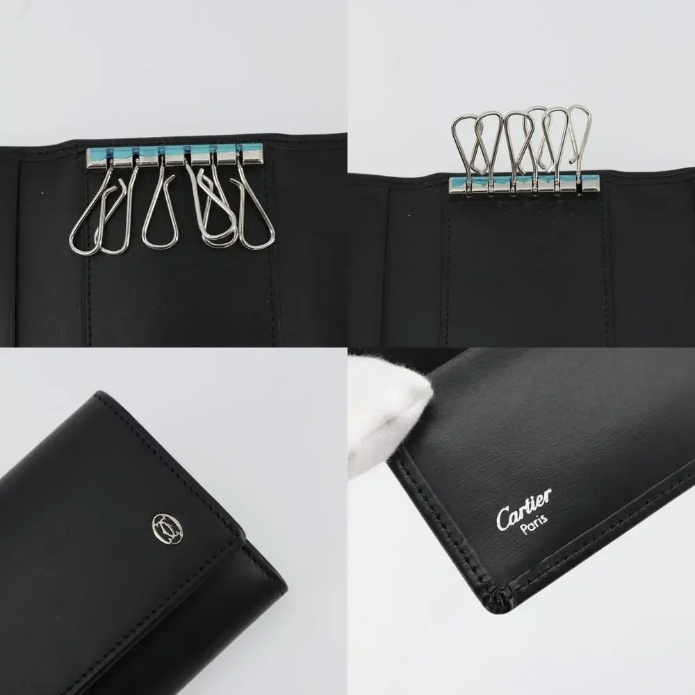 Cartier Leather Pasha Six Hooks Key Case Black